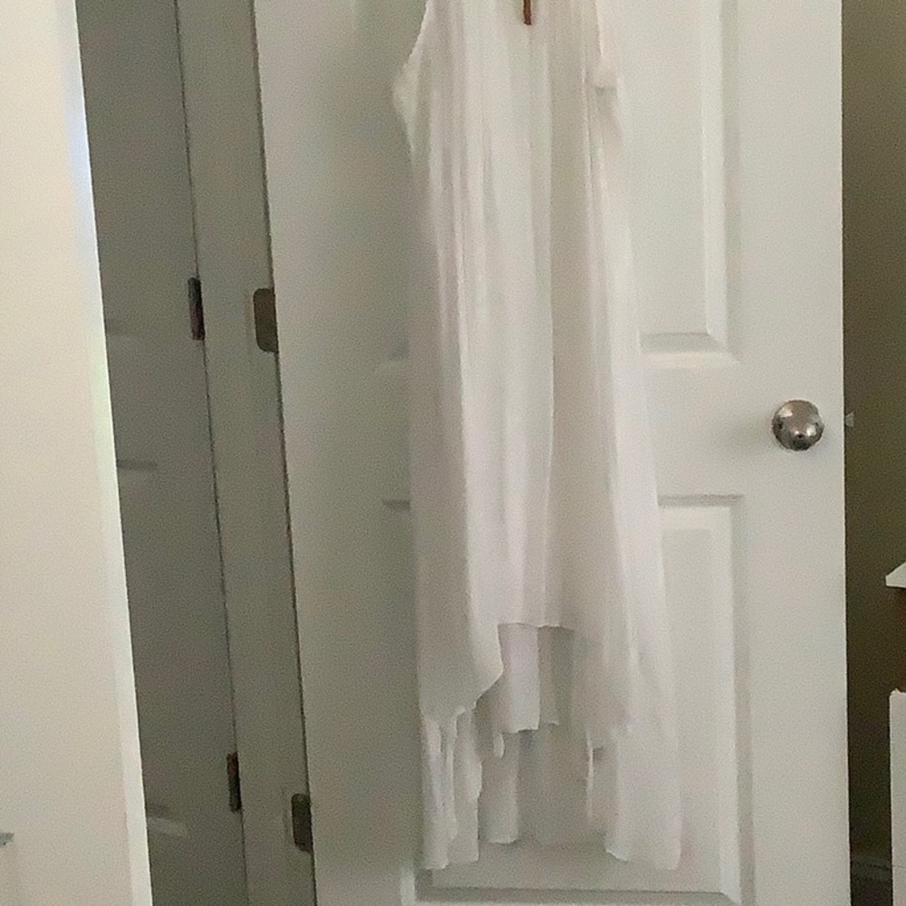 White Sleeveless Dress with Gold Accent